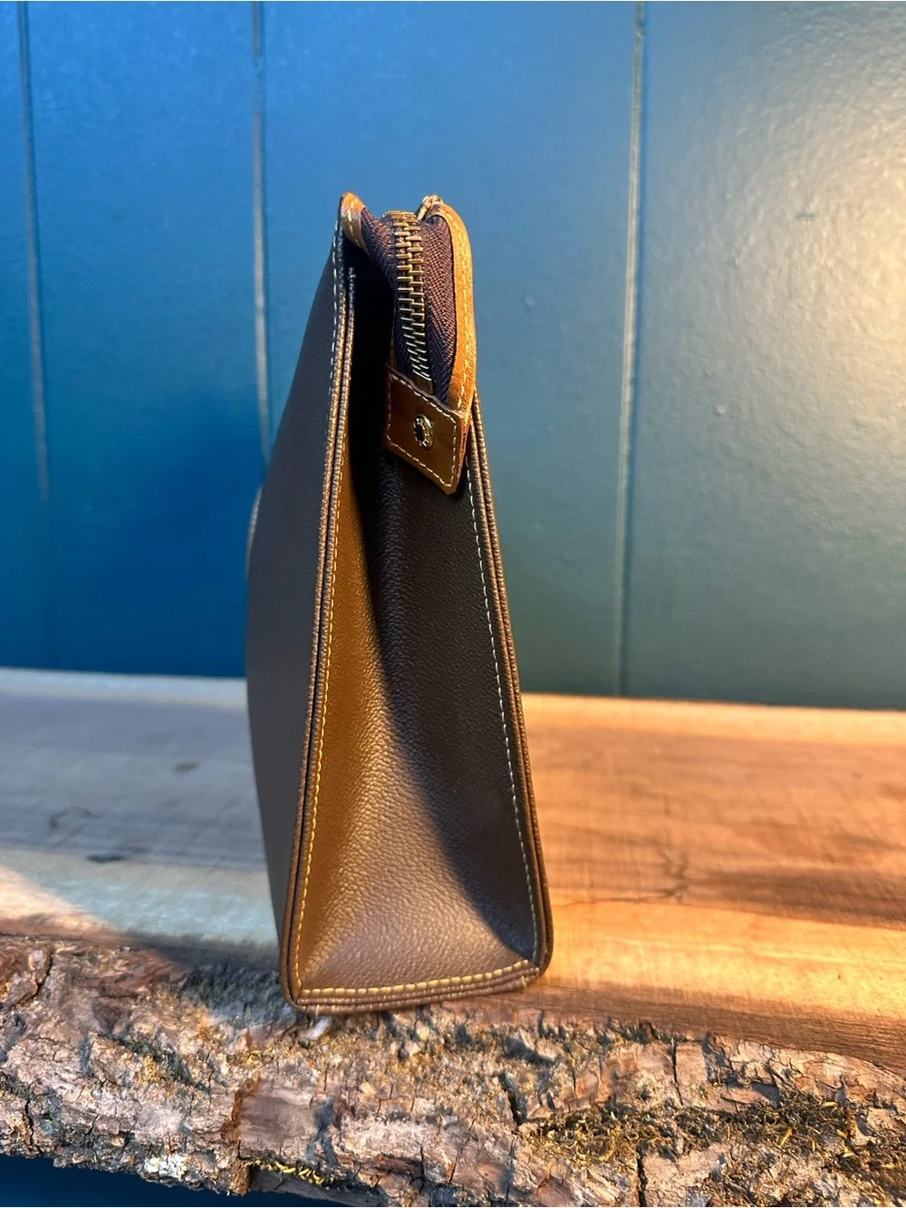 Trussardi Collezione Crespo Brown Leather Clutch/Pouch made in Italy